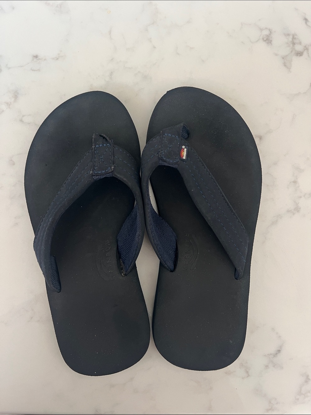 Rainbow Navy Flip Flop Sandals - Classic Thong Style kids size 2/3